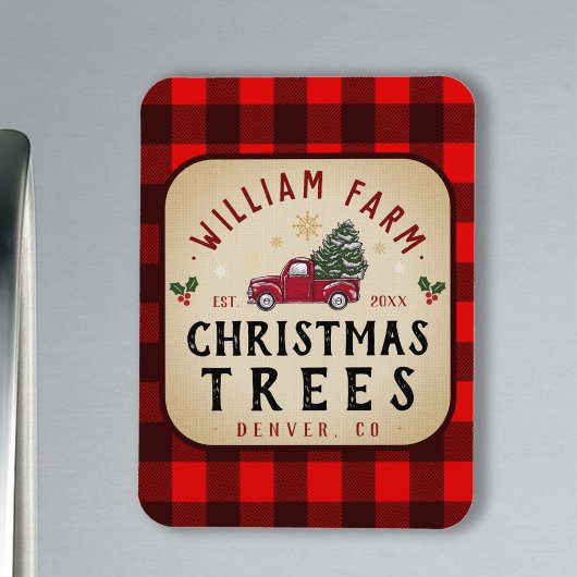 Weihnachtsbaumfarm Pine Trees Bauernstil Magnet