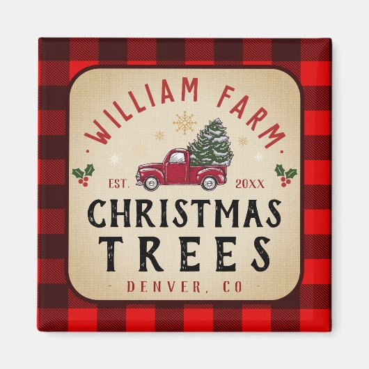 Weihnachtsbaumfarm Pine Trees Bauernstil Magnet (Vorne)