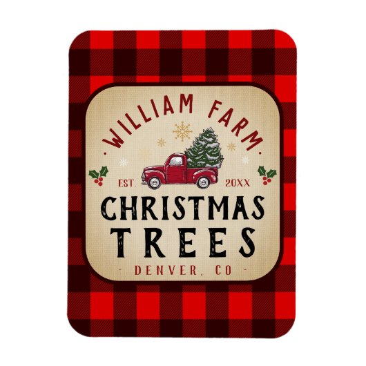 Weihnachtsbaumfarm Pine Trees Bauernstil Magnet (Vertikal)