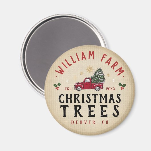 Weihnachtsbaumfarm Pine Trees Bauernstil Magnet (Vorderseite/Rückseite)