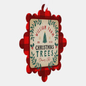 Weihnachtsbaumfarm Pine Trees Bauernstil Ornament Karte (Rechts)