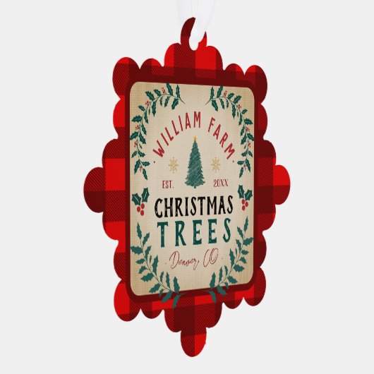 Weihnachtsbaumfarm Pine Trees Bauernstil Ornament Karte (Rechts)