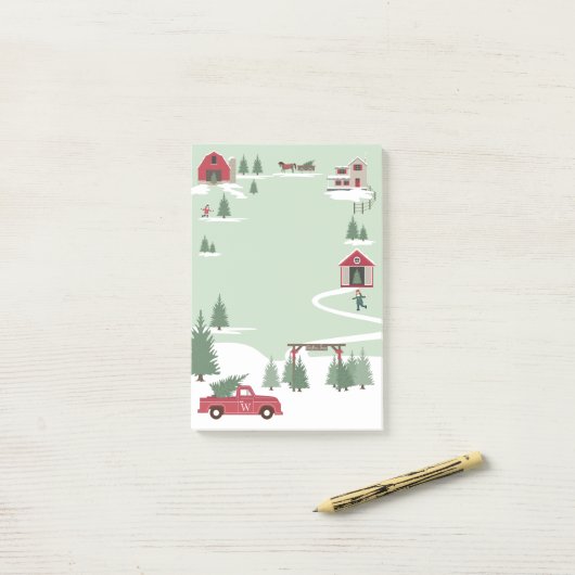 Weihnachtsbaumfarm Red Truck Post-it Klebezettel (Auf Schreibtisch)