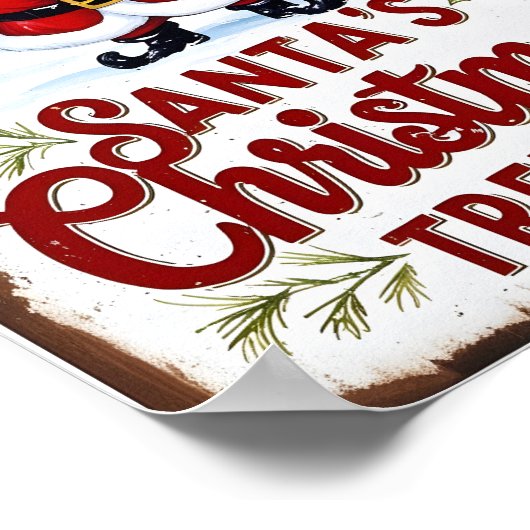 Weihnachtsbaumfarm Rustikales Zeichen Poster (Ecke)