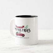 Weihnachtsbaumfarm und Vintager LKW Zweifarbige Tasse (Vorderseite Links)