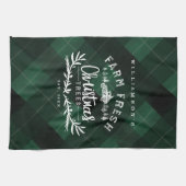 Weihnachtsbaumfarm Vintag Truck Green Kariert Geschirrtuch (Horizontal)