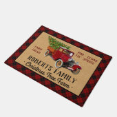 Weihnachtsbaumfarm Vintag Truck Rot Kariert Rustik Fußmatte (Schrägansicht)