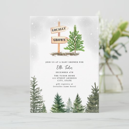 Weihnachtsbaumfarm Vor Ort gezüchtete Schneeballdu Einladung (Stehend Vorderseite)