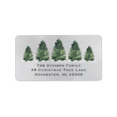 Weihnachtsbaumfarm Watercolor Grau Rücksendeadress Adressaufkleber (Vorne)
