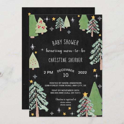 WeihnachtsBaumfarm-Winter-Babyparty laden ein Einladung (Vorne/Hinten)