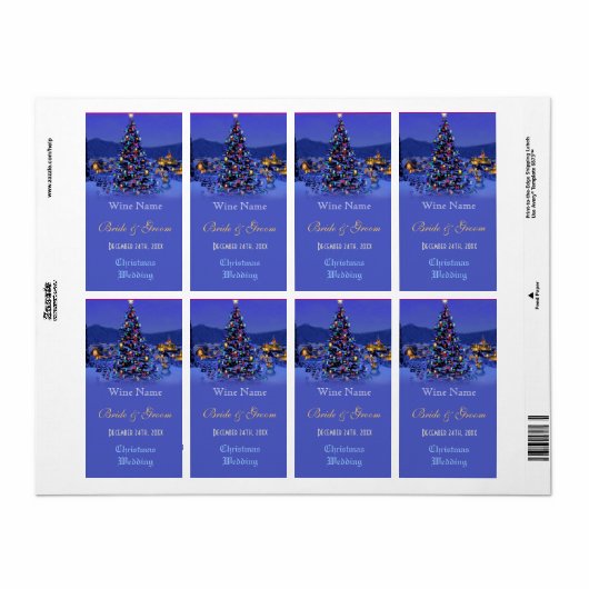 Weihnachtsbaumfeiertag Hochzeitsweinlabel (Vorne)