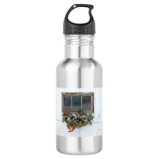 Weihnachtsbaumfenster Edelstahlflasche (Vorderseite)