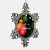 Weihnachtsbaumfest in Rot-Grün anpassen Schneeflocken Zinn-Ornament (Links)