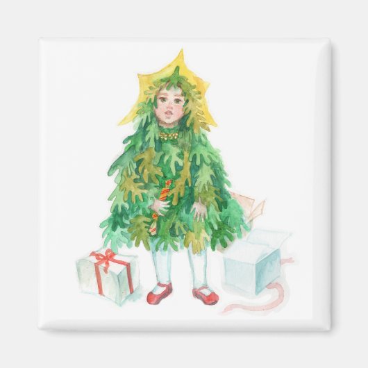 Weihnachtsbaumfest - niedliches kleines Mädchen Magnet (Vorne)