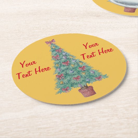 Weihnachtsbaumfest Runder Pappuntersetzer (Angewinkelt)