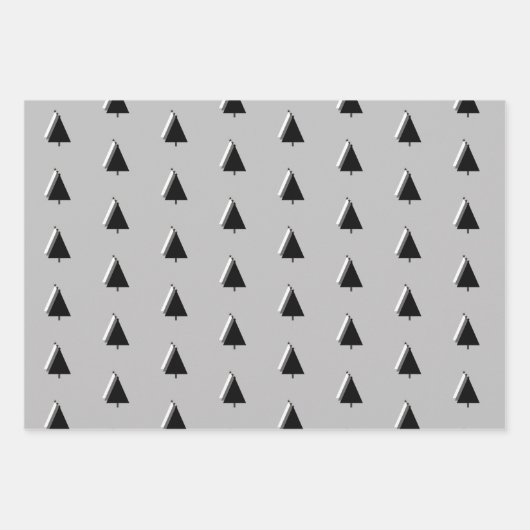 Weihnachtsbaumfest Schwarz-weiß grau Geschenkpapier Set (Vorderseite 3)