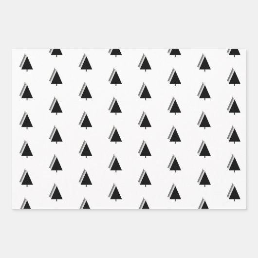 Weihnachtsbaumfest Schwarz-weiß grau Geschenkpapier Set (Vorderseite 2)