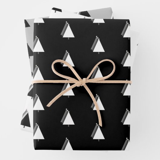 Weihnachtsbaumfest Schwarz-weiß grau Geschenkpapier Set (Beispiel)