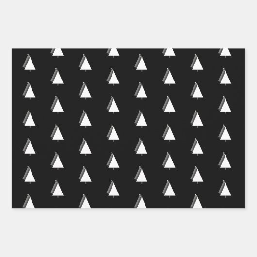 Weihnachtsbaumfest Schwarz-weiß grau Geschenkpapier Set (Vorderseite)