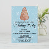 Weihnachtsbaumfirma Holiday Party Blue Snow Einladung (Stehend Vorderseite)