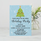 Weihnachtsbaumfirma Holiday Party Blue Snow Einladung (Stehend Vorderseite)