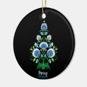 🎄 Weihnachtsbaumfolklore [weiß, blau] Keramik Ornament (Links)