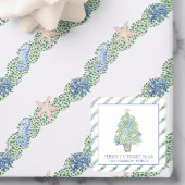 Weihnachtsbaumgeschenk an der Küste Quadratischer Aufkleber