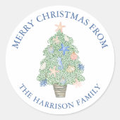 Weihnachtsbaumgeschenk an der Küste Runder Aufkleber (Vorderseite)