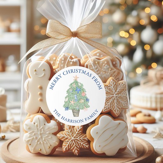 Weihnachtsbaumgeschenk an der Küste Runder Aufkleber