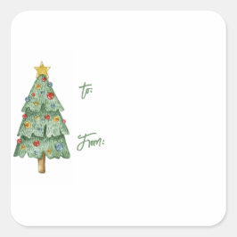 Weihnachtsbaumgeschenk-Aufkleber Quadratischer Aufkleber
