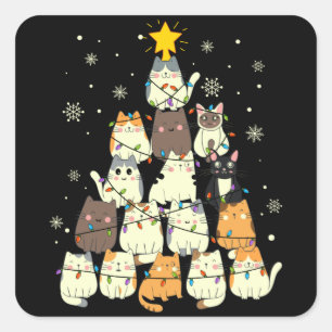 Weihnachtsbaumgeschenk für Katzen, Katzen liebt D Quadratischer Aufkleber