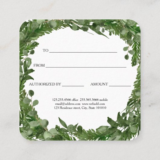 Weihnachtsbaumgeschenk für moderne Wasserfarben Rabattkarte (Rückseite)