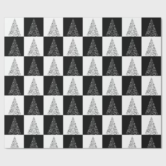 Weihnachtsbaumgeschenk in Schwarz und Weiß Geschenkpapier (Flach)