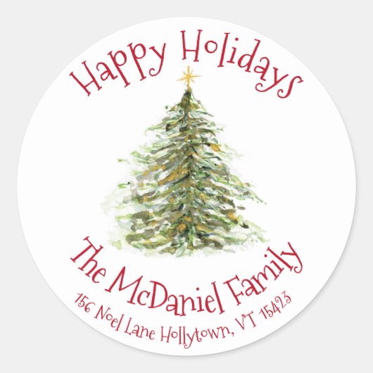 Weihnachtsbaumgeschenk-Tag Runder Aufkleber (Vorderseite)