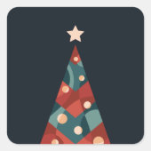 Weihnachtsbaumgestaltung, abstraktes Retro in Rot Quadratischer Aufkleber (Vorderseite)