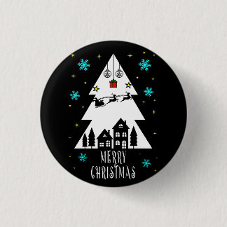 Weihnachtsbaumgestaltung mit Schlittenschwarz Button