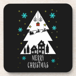 Weihnachtsbaumgestaltung mit Schlittenschwarz Getränkeuntersetzer
