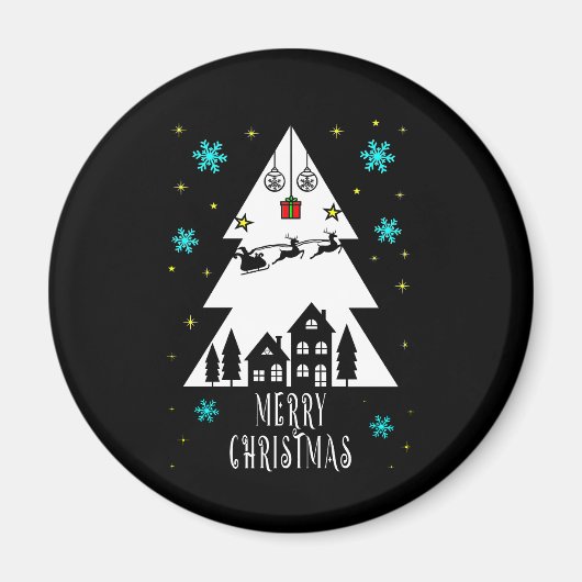 Weihnachtsbaumgestaltung mit Schlittenschwarz Magnet (Vorne)