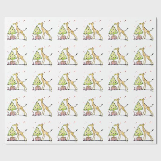 Weihnachtsbaumgiraffe Geschenkpapier (Flach)
