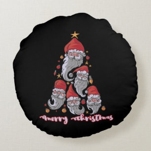Weihnachtsbaumgnomen mit Weihnachtsmannmütze Rundes Kissen