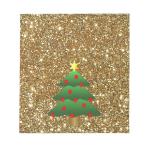 Weihnachtsbaumgold-Glitzer Notizblock