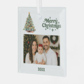 Weihnachtsbaumgrün-Foto Ornament Aus Glas (Vorderseite links)