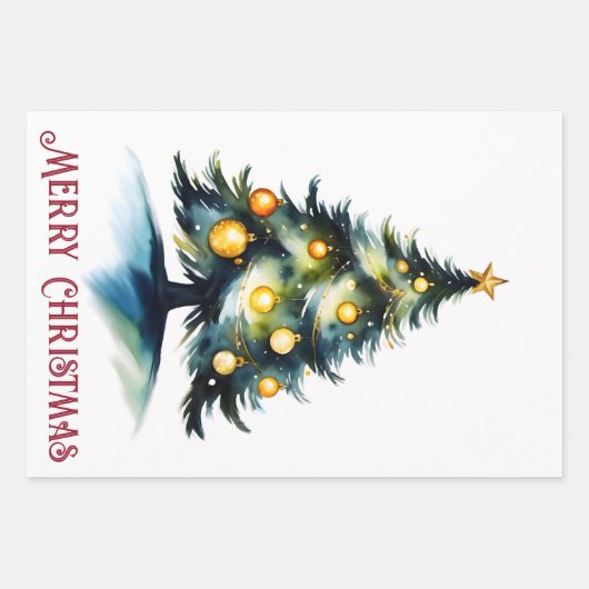 Weihnachtsbaumgrüße Geschenkpapier Set (Vorderseite 2)