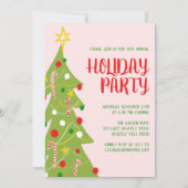 Weihnachtsbaumhandgezeichnete Feiertagsparty CUSTO Einladung (Vorderseite)
