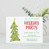 Weihnachtsbaumhandgezeichnete Feiertagsparty CUSTO Einladung (Stehend Vorderseite)