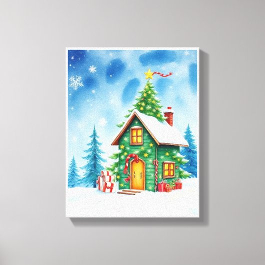 Weihnachtsbaumhaus Leinwanddruck (Vorderseite)