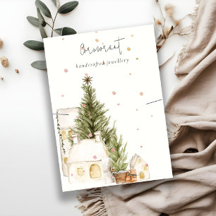 Weihnachtsbaumhaus Schnee Logo Necklace Holder Visitenkarte