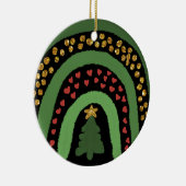 Weihnachtsbaumherzen Gold funkeln Regenbogen Keramik Ornament (Rechts)