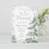 Weihnachtsbaumhochzeit mit Snowflake Einladung (Stehend Vorderseite)