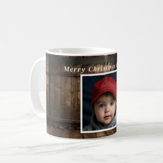 Weihnachtsbaumholz Foto Rustikales Stallholz Kaffeetasse (Vorderseite Links)